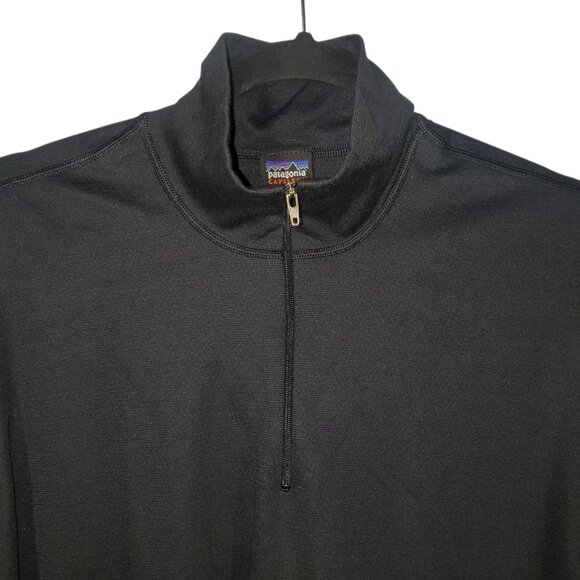 VTG Patagonia Capilene 1/4 Zip Pullover Women's XL Black Base-Layer USA - Picture 2 of 6